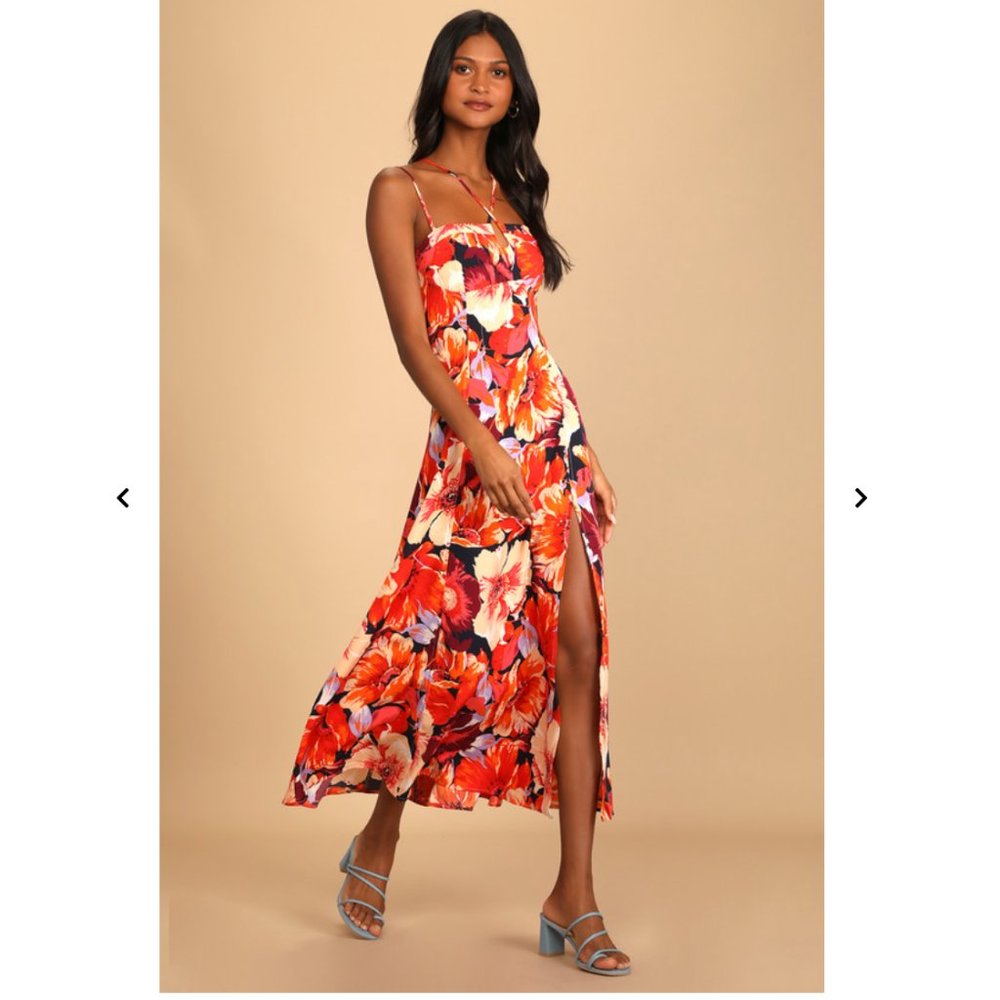 Lulu's Boldest Blooms Floral Print Maxi Dress